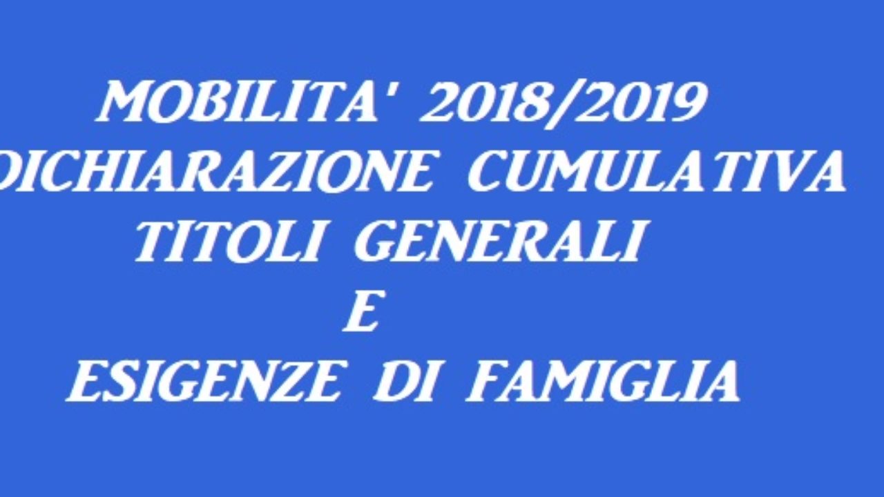 Mobilità 2018 19 Dichiarazione Cumulativa Per Titoli Ed